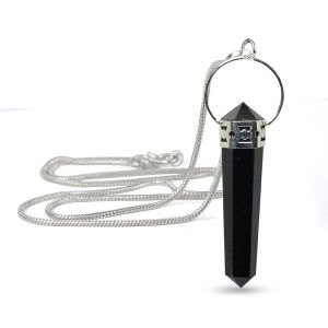 Black Tourmaline Double Terminated Pencil Pendant With Chain