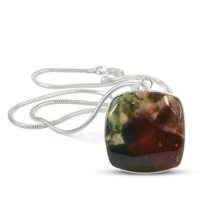 AAA Quality Bloodstone Square Pendant With Chain