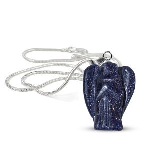 Goldstone Blue Angel Pendant With Chain