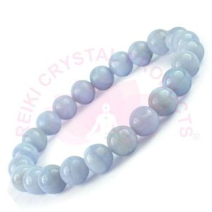 Blue Lace Agate 8 mm Round Bead Bracelet