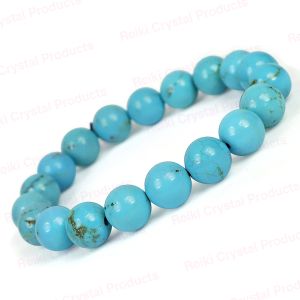 Natural Blue Magnesite 10mm Round Bead Bracelet