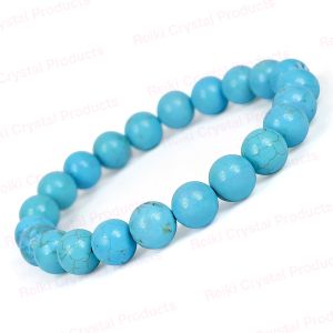 Natural Blue Magnesite 8mm Round Bead Bracelet