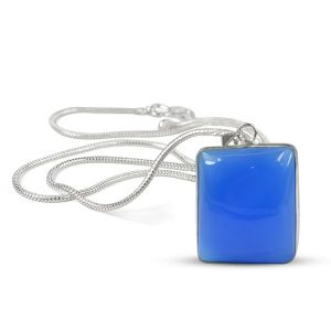 AAA Quality Blue Onyx Square Pendant With Chain
