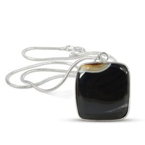 AAA Quality Botswana Agate Square Pendant With Chain