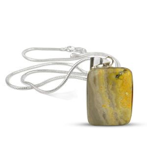 AAA Quality Bumblebee Jasper Square Pendant With Chain