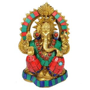 Brass Ganesha with Stone for Home Décor, Gifting, Diwali-900-940 Gram Approx 