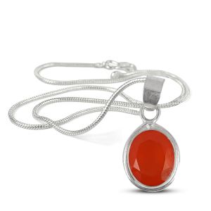 Original AAA Carnelian Pendant with Metal Chain Natural Crystal Stone Locket for Unisex