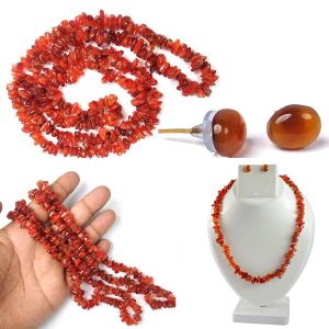 Carnelian Chip Mala / Necklace With Earring