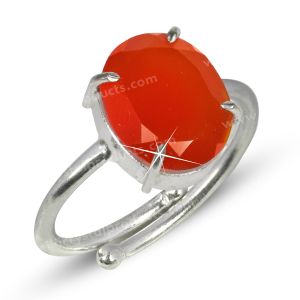  Natural Carnelian Crystal Gemstone Adjustable Ring (Shape : Diamond Cutting Design)