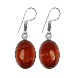 Natural Carnelian Oval Shape Earring With Crystal Stone For Girls And women
