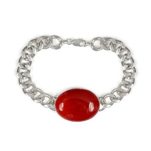 Natural Carnelian Gemstone Oval Shape Bracelet For Boys