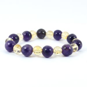  Citrine with Amethyst Combination 8 mm Bead Bracelet for Wealth