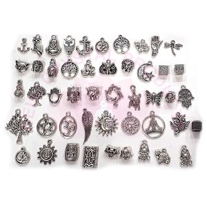 Mixed Metal Hanging Charm and Pendants - 50 Pc (Color : Silver)