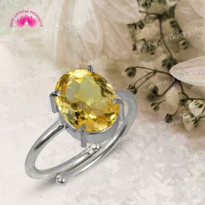 Citrine Crystal Gemstone Adjustable Ring