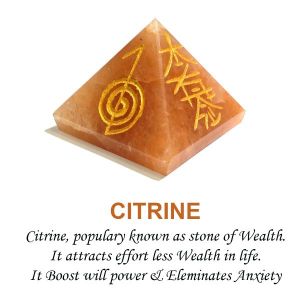 Citrine Reiki Symbol Engraved Pyramid 30 mm Approx