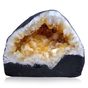 Natural Citrine Geode Cluster Caves for Wealth (Weight 3.82 kg Approx)
