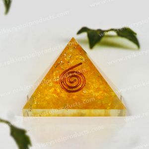 Citrine Orgone / Orgonite Pyramid Size 40 mm Approx