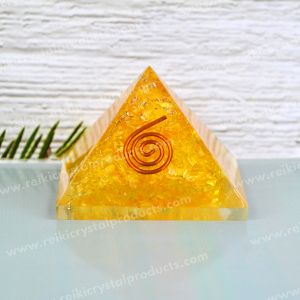 Citrine Dye Orgone / Orgonite Pyramid 50 mm Approx