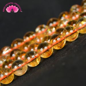 Citrine 8 mm Round Loose Beads for Jewelery Making Bracelet, Necklace / Mala