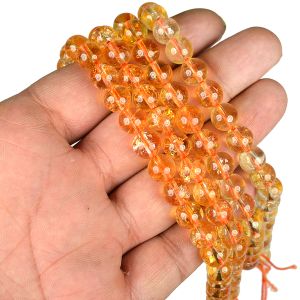 Citrine 8 mm Round Loose Beads for Jewelery Making Bracelet, Necklace / Mala
