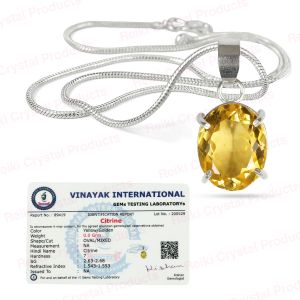 Certified Natural Citrine Gemstone Pendant Natural Crystal Stone Cutting Shape Pendant Locket with Metal Chain