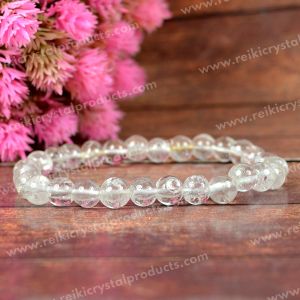 AAA Clear Quartz 6 mm Round Bead Bracelet Energized By Reiki Grand Master