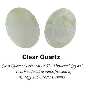 Clear Quartz Worry -Palm Stone Oval Shape Cabochons Pack of 2 pc