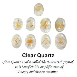 Clear Quartz Karuna Reiki Symbol Engraved Set 9 pc