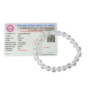 Certified Clear Quartz 8 mm Faceted Bead Bracelet 