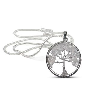 Clear Quartz Tree of Life Pendant with Chain