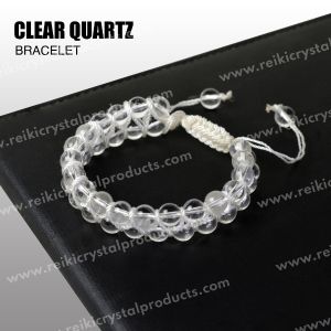 Clear Quartz Macrame Nylon Cord Adjustable Wristband Double line Stone Bracelet