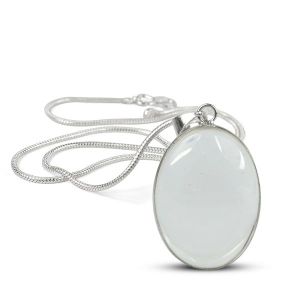 AAA Quality Clear Quartz Oval Pendant With Chain