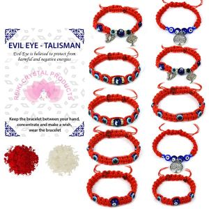 Adjustable Red Thread Evil Eye Band / Bracelet for Protection, Negativity Pack of 10 pc