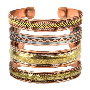 Mix Metal Free Size Adjustable Copper Kada - Bracelet Pack of 4 pc