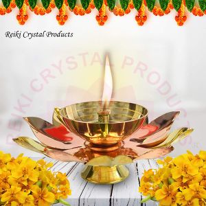 Brass & Copper Lotus Shape Akhand Jyot Diya