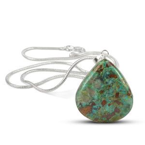 AAA Quality Chrysocolla Drop Shape Pendant With Chain