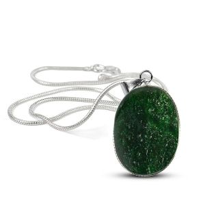 Green Aventurine Oval Shape Pendant with Chain