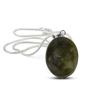 Labradorite Oval Shape Pendant with Chain