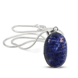Sodalite Oval Shape Pendant with Chain