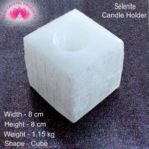 Selenite Tea Light Candle Holder Cube Shape