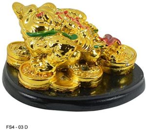 Golden Frog with Coins for Wealth and Happiness