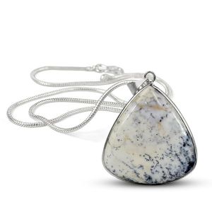 AAA Quality Dendrite Opal Drop Shape Pendant With Chain