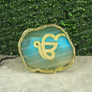 Crystal Stone Agate Ek Onkar Sileces & Coaster for Table Decoration