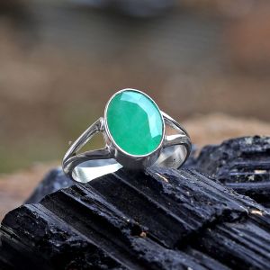 Natural Panna/Emerald Gemstone Adujstable Ring With Original Stone Ring For Unisex
