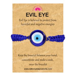 Adjustable Blue Thread Evil Eye Band / Bracelet For Protection, Negativity 