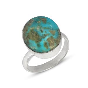 Natural Firoza Turquoise Ring With Metal For Unisex