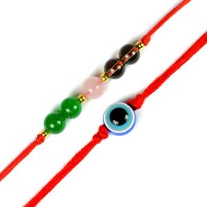 Rakhi for Calmness with Evil Eye Band Combo Pack of 2 Pcs | Band For Brothers