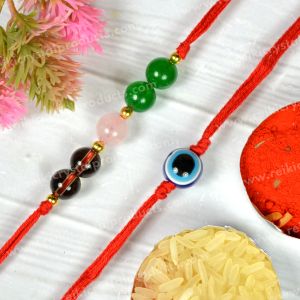 Rakhi for Calmness with Evil Eye Band Combo Pack of 2 Pcs | Band For Brothers