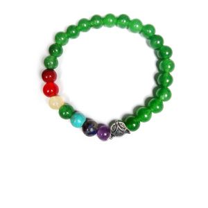Green Jade With 7 Chakra Hanging Charm Bracelet  8 - Fox Charm