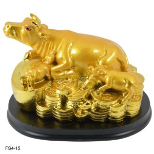 Feng Shui Wish Fulfilling Cow With Calf On Lucky Coins